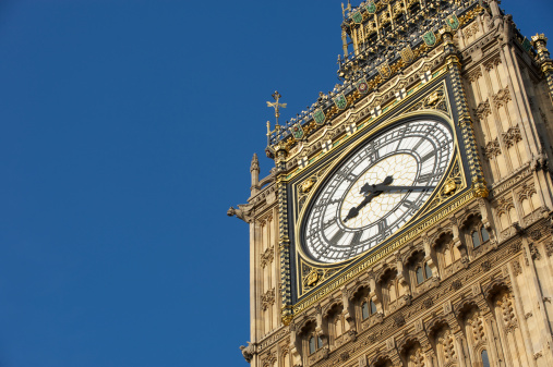 Big Ben in the Clock Tower at the Palace of Westminster in London