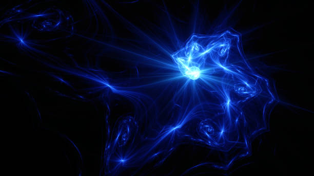 istock Abstract background, smooth multicolored lines on a black background. 1318036942
