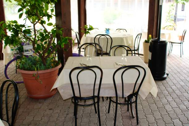 istock Restaurant dinning area outside a restaurant empty tables and chair 1318038015