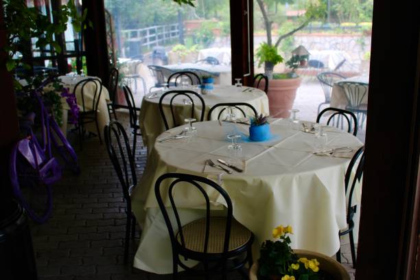 Restaurant dinning area outside a restaurant empty tables and chair