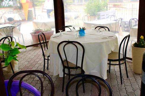 istock Restaurant dinning area outside a restaurant empty tables and chair 1318038029