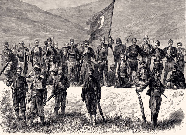 ilustrações de stock, clip art, desenhos animados e ícones de 1877 : with the turks before plevna-waiting for the attack -xxxl with lots of details- - bayonet