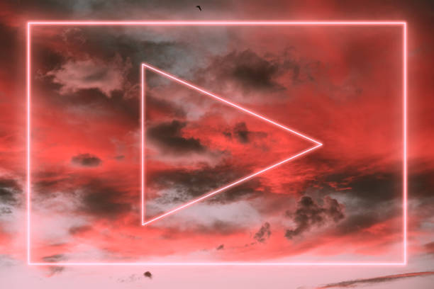 istock Geometric stunning neon lights in the dramatic sky 1318062978