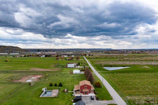 istock Farm and orchard in spring at Niagara falls area, Grimsby, Canada 1318063060