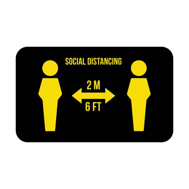 istock Social distancing icon symbol vector keep safe distance sign in a glyph pictogram illustration 1318073464