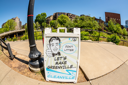 Greenville, SC - April 25, 2021: A sign saying \