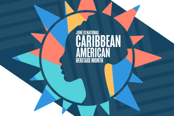 June is National Caribbean American Heritage Month. Holiday concept. Template for background, banner, card, poster with text inscription. Vector EPS10 illustration. June is National Caribbean American Heritage Month. Holiday concept. Template for background, banner, card, poster with text inscription. Vector EPS10 illustration caribbean islands stock illustrations