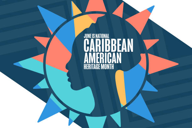 June is National Caribbean American Heritage Month. Holiday concept. Template for background, banner, card, poster with text inscription. Vector EPS10 illustration. June is National Caribbean American Heritage Month. Holiday concept. Template for background, banner, card, poster with text inscription. Vector EPS10 illustration national heritage site stock illustrations