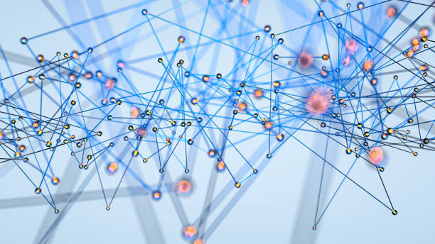 istock Geometric abstract background with connected line and dots,Futuristic digital background,3d render 1318093879