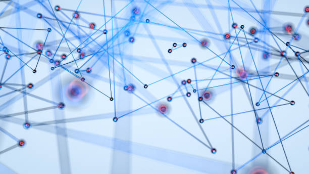 istock Geometric abstract background with connected line and dots,Futuristic digital background,3d render 1318094504