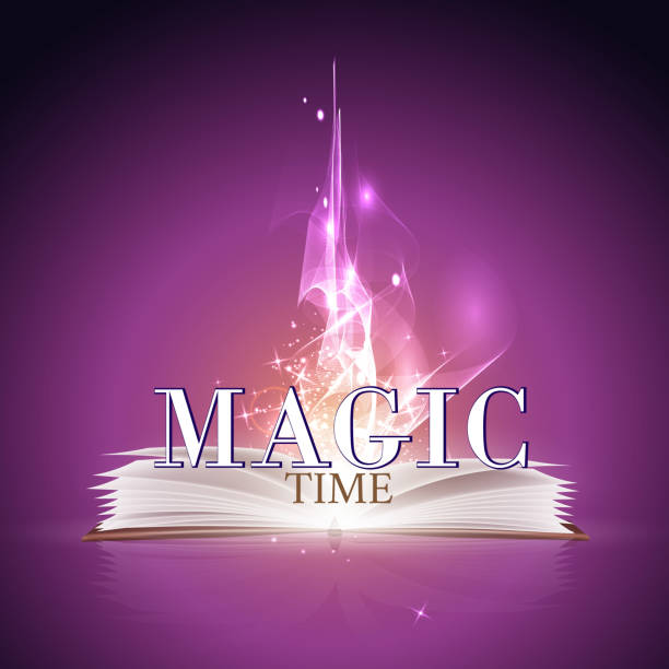 ilustrações, clipart, desenhos animados e ícones de livro de magia aberto - book open magic bible