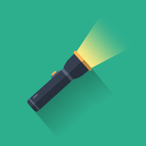 taschenlampe icon flaches design. - taschenlampe stock-grafiken, -clipart, -cartoons und -symbole