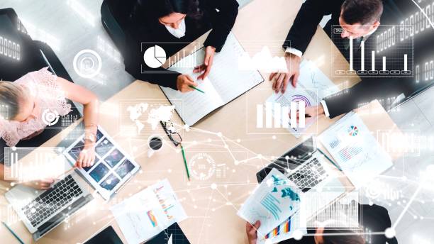 istock Creative visual of business people in corporate staff meeting 1318103604