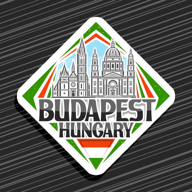 ilustraciones, imágenes clip art, dibujos animados e iconos de stock de etiqueta vectorial para budapest - hungary hungarian culture hungarian flag flag