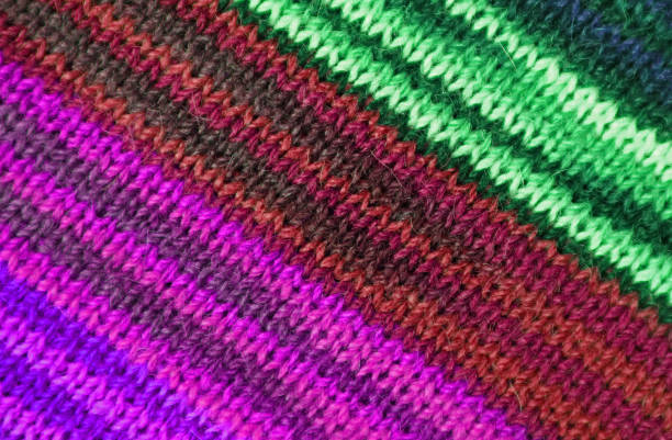 istock Green and Purple Tone Striped Alpaca Knitted Wool Fabric Texture in Diagonal Patterns for Abstract Background 1318105165