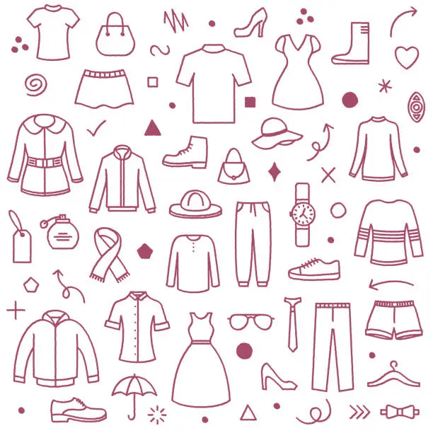 Vector illustration of Fashion Collage Doodle Pattern Illustration