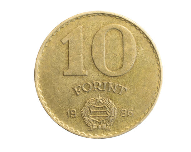 istock Hungary ten forints coin on white isolated background 1318113361