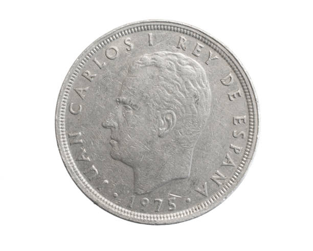 istock Spain fifty  ptas coin on a white isolated background 1318113391