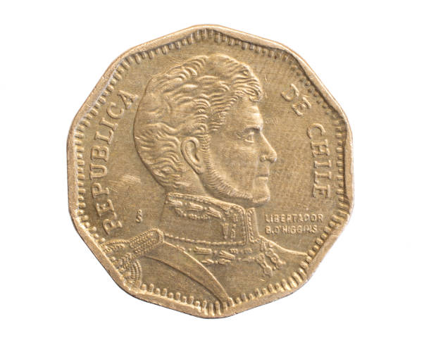 istock Chile fifty pesos coin on a white isolated background 1318113405