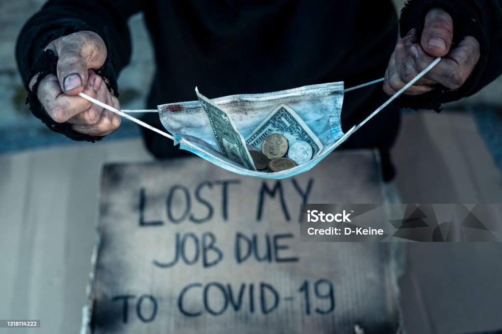 Homeless man Homeless man asking for money. Coronavirus recession concept. Coronavirus Stock Photo