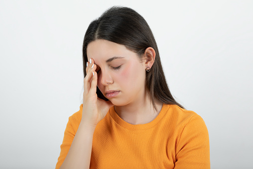 Woman headache and feeling bad