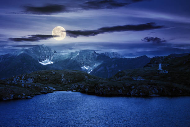 istock summer scenery with lake on high altitude at night 1318118869