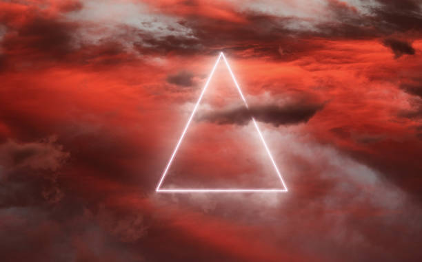 istock Geometric stunning neon lights in the dramatic sky 1318119783