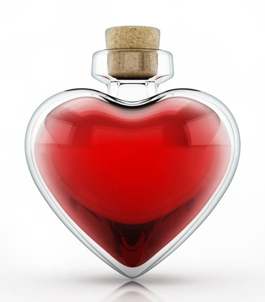 Heart shaped health potion isolated on white