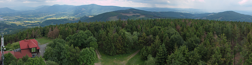 Panoramic view from the summit of Velky Javornik in Beskydy in Czech republic,Europe