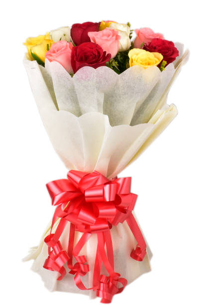 istock Colorful Rose Bouquet Isolated On White Background With Clipping Path 1318124267