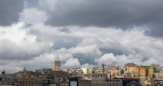 city ​​view in front of cloudy skies background