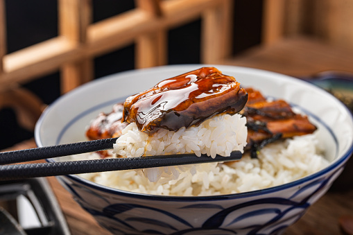 Japanese eel grilled with rice bowl or Unagi don - Japanese food style