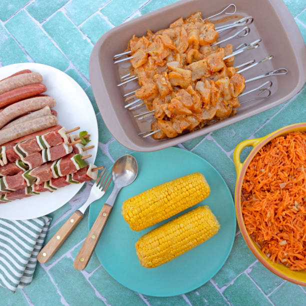 istock carrot grated tomato corn and meat skewer 1318126879
