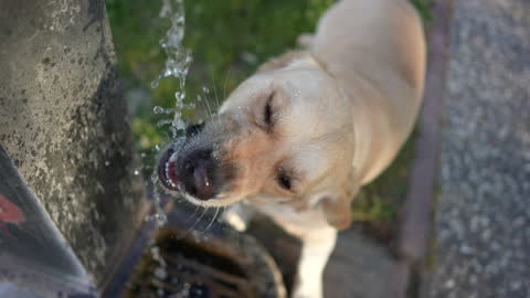 Slow Motion Golden Retriever Having A Drink Stock Video - Download Video  Clip Now - Fountain, Natural Parkland, Dog - iStock