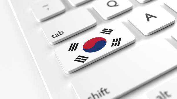 istock South Korean Flag on a Keyboard Button Against Stars with Selective Focus 1318134169