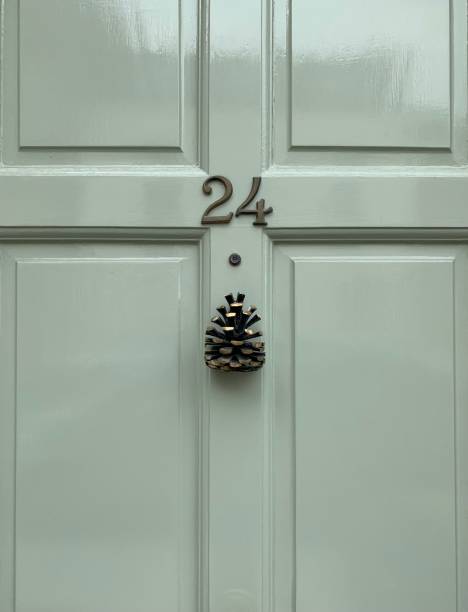 istock LONDON, ENGLAND. Door knocker. Pine cone 1318134984