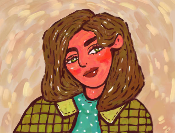 istock hand drawn illustration. Drawing with brush strokes. An interested girl thinking or listening to someone 1318137299
