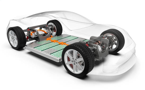 e-mobilität, elektrofahrzeug mit batterie - elektromotor stock-fotos und bilder
