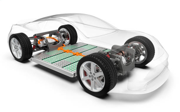 mobilità elettrica, veicolo elettrico con batteria - battery electric car electric vehicle technology foto e immagini stock