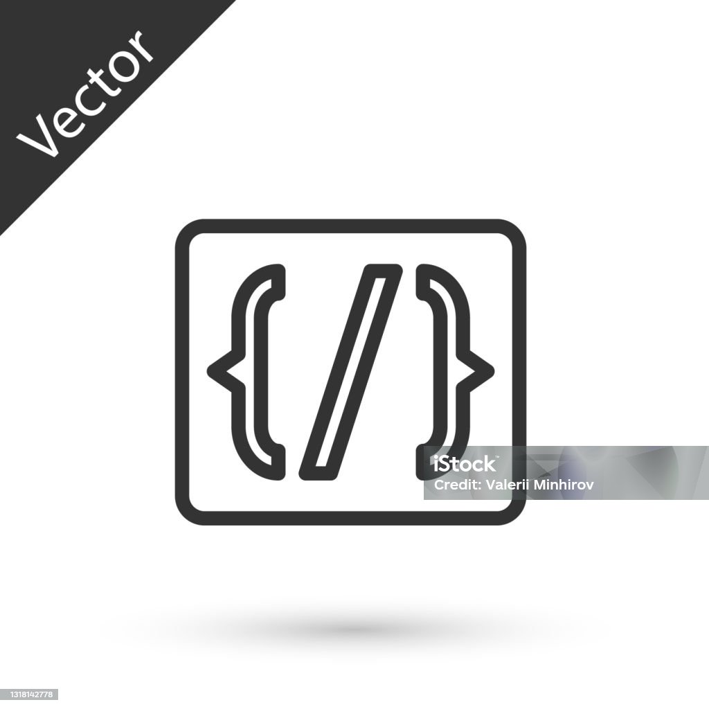Grey Line Programming Language Syntax Icon Isolated On White Background ...