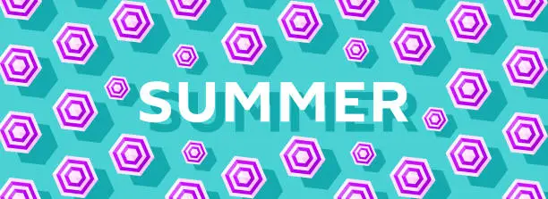 Vector illustration of Summer banner layout template design with sun umbrella beach accessory. Vector Illustration
