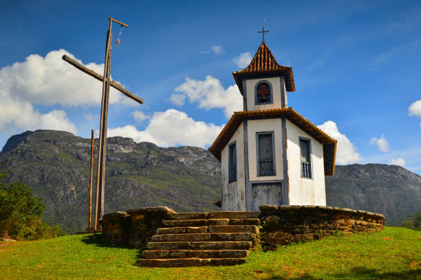 A chapel in the mountains of Minas Gerais stock photo
