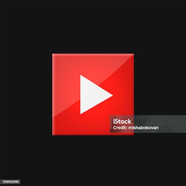 Red Rounded Square Play Button Red Square Play Button Stock Illustration - Download Image Now - Film ...
