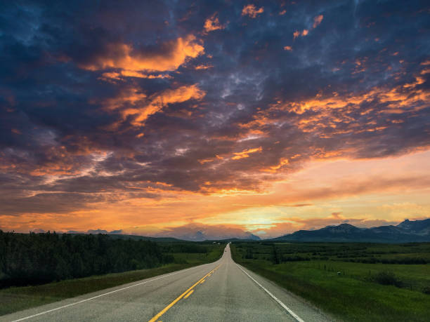 istock a lonely road in canada outside from Calgary 1318157630
