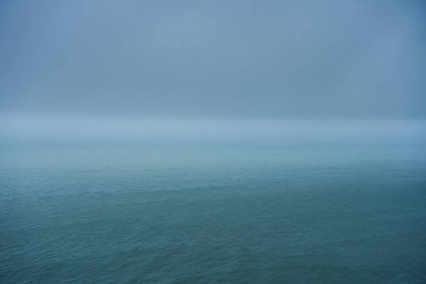 Batumi city beach on a cloudy rainy day.