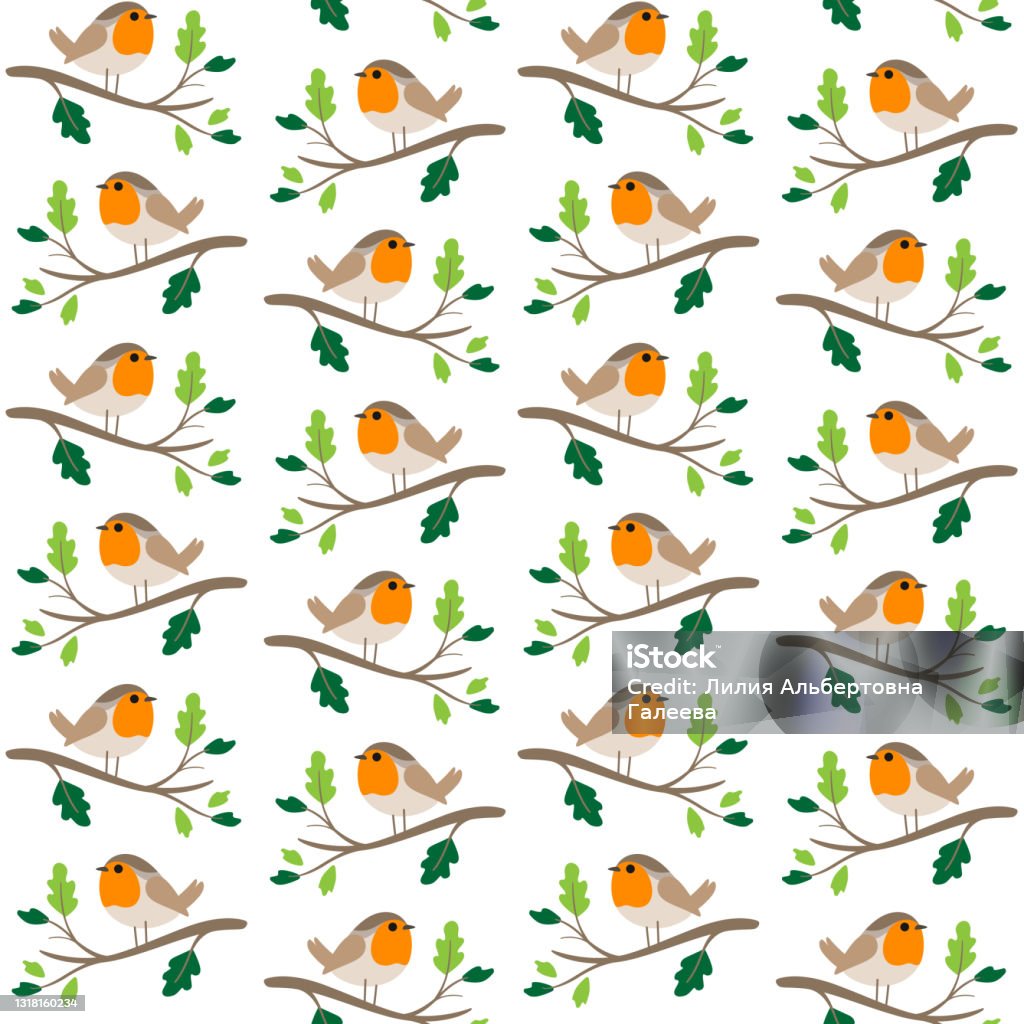 Robin Pattern Vector Animal Stock Illustration - Download Image Now - Robin, Vector, Animal ...
