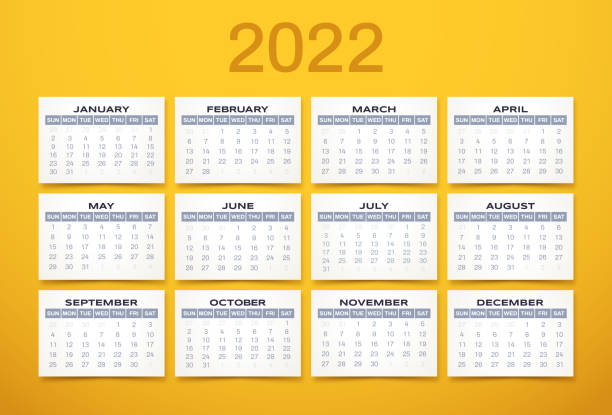 illustrazioni stock, clip art, cartoni animati e icone di tendenza di calendario annuale 2022 - monthly