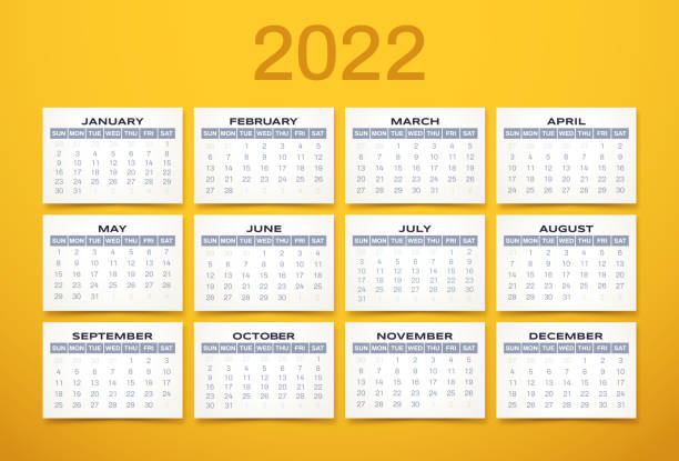 2022 Yearly Calendar Simple 2022 calendar design. calendar 2022 stock illustrations
