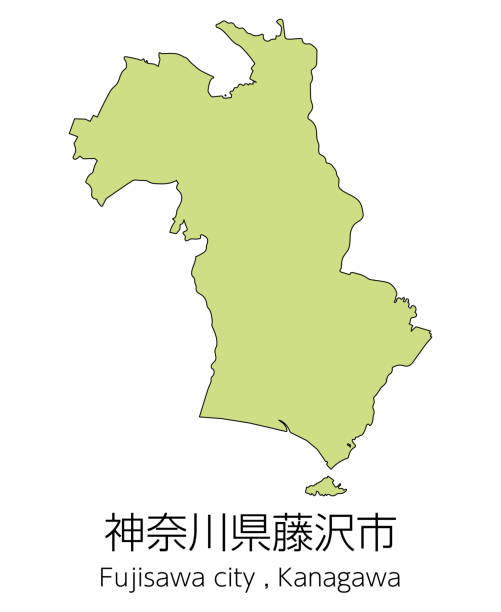 Map of Fujisawa City, Kanagawa Prefecture, Japan.Translation: "Fujisawa City, Kanagawa Prefecture." Map of Fujisawa City, Kanagawa Prefecture, Japan.Translation: "Fujisawa City, Kanagawa Prefecture." kanagawa prefecture stock illustrations