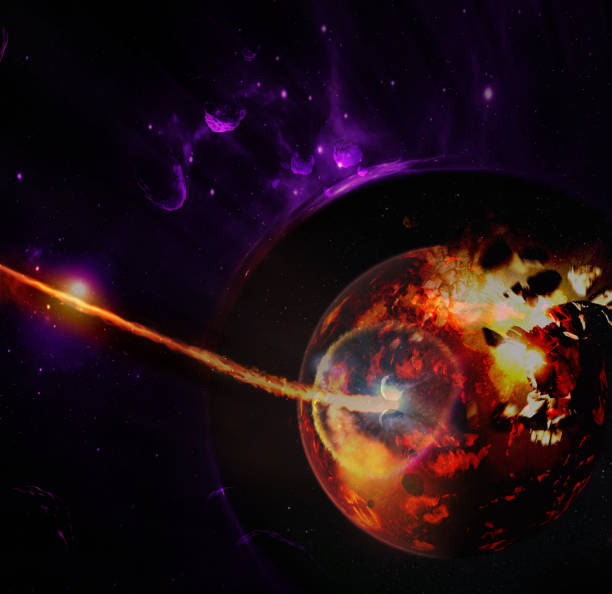 istock Meteorite crashes into a star in outer space. Elements of this image furnished by NASA. 1318170905